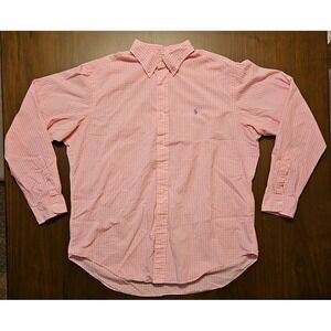 Polo Ralph Lauren Classic Fit Pink Checkered Button Down‎ Long Sleeve Mens XL